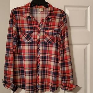 Womens Plaid Button Up Shirt